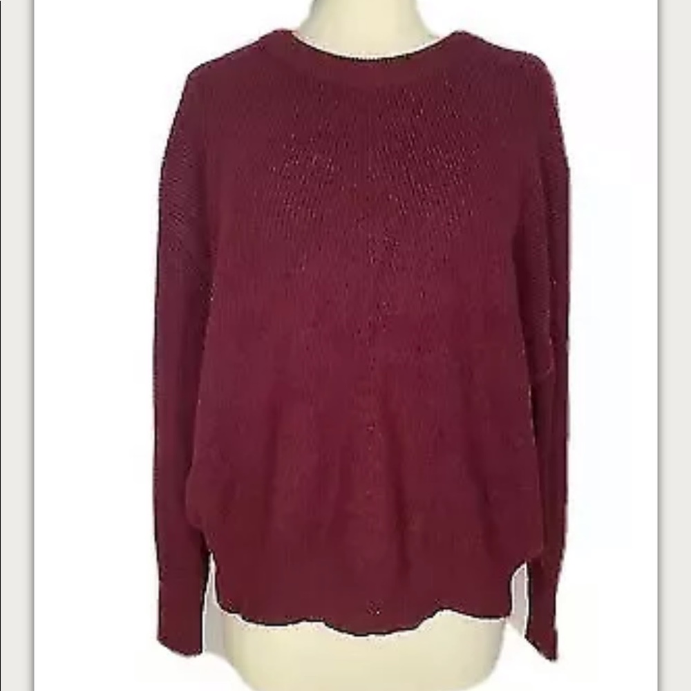 Elodie Knit Sweater Crew Neck Red Burgundy XL
